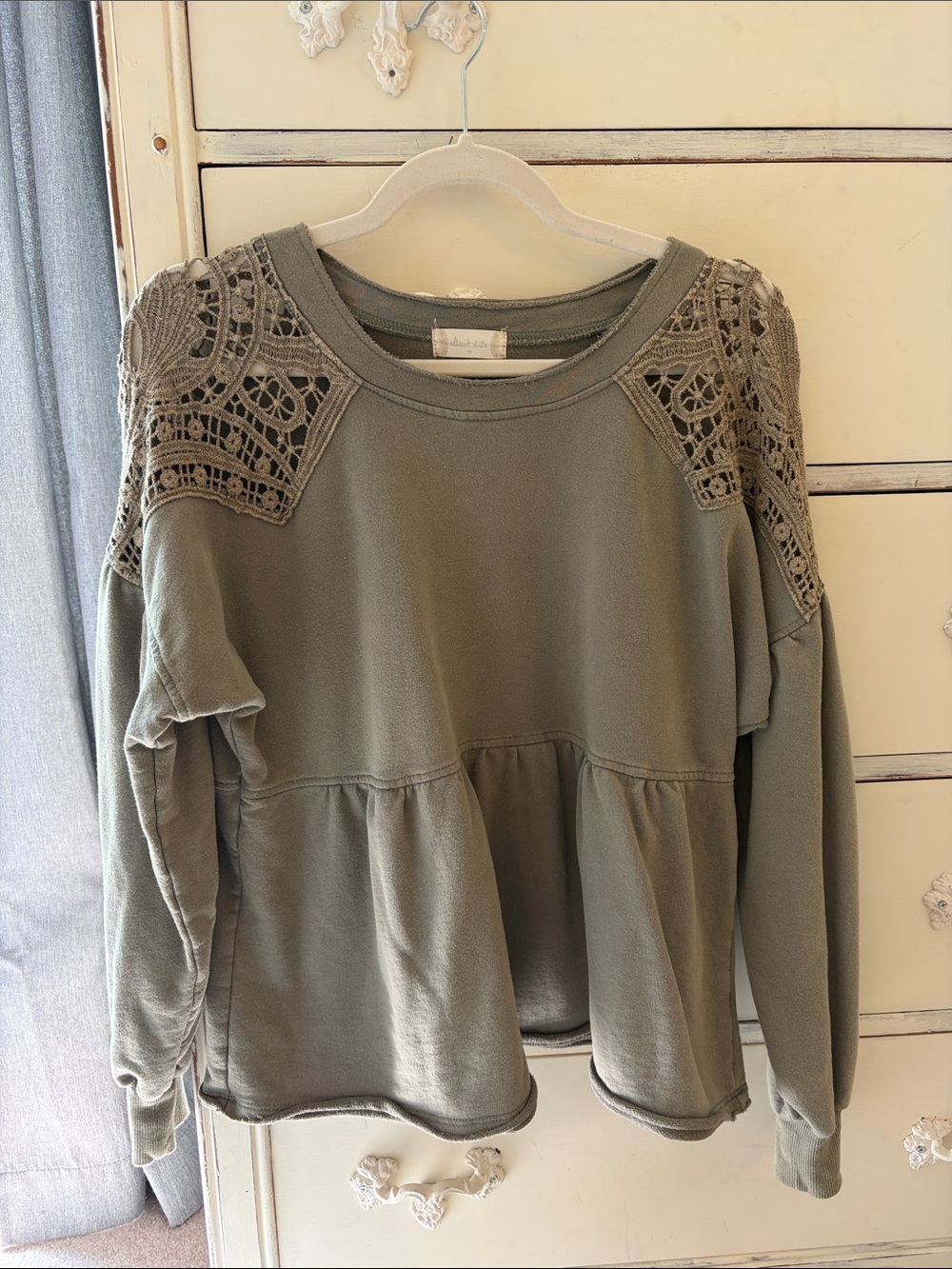 Altar’d State Crochet-Shoulder Long Sleeve Top